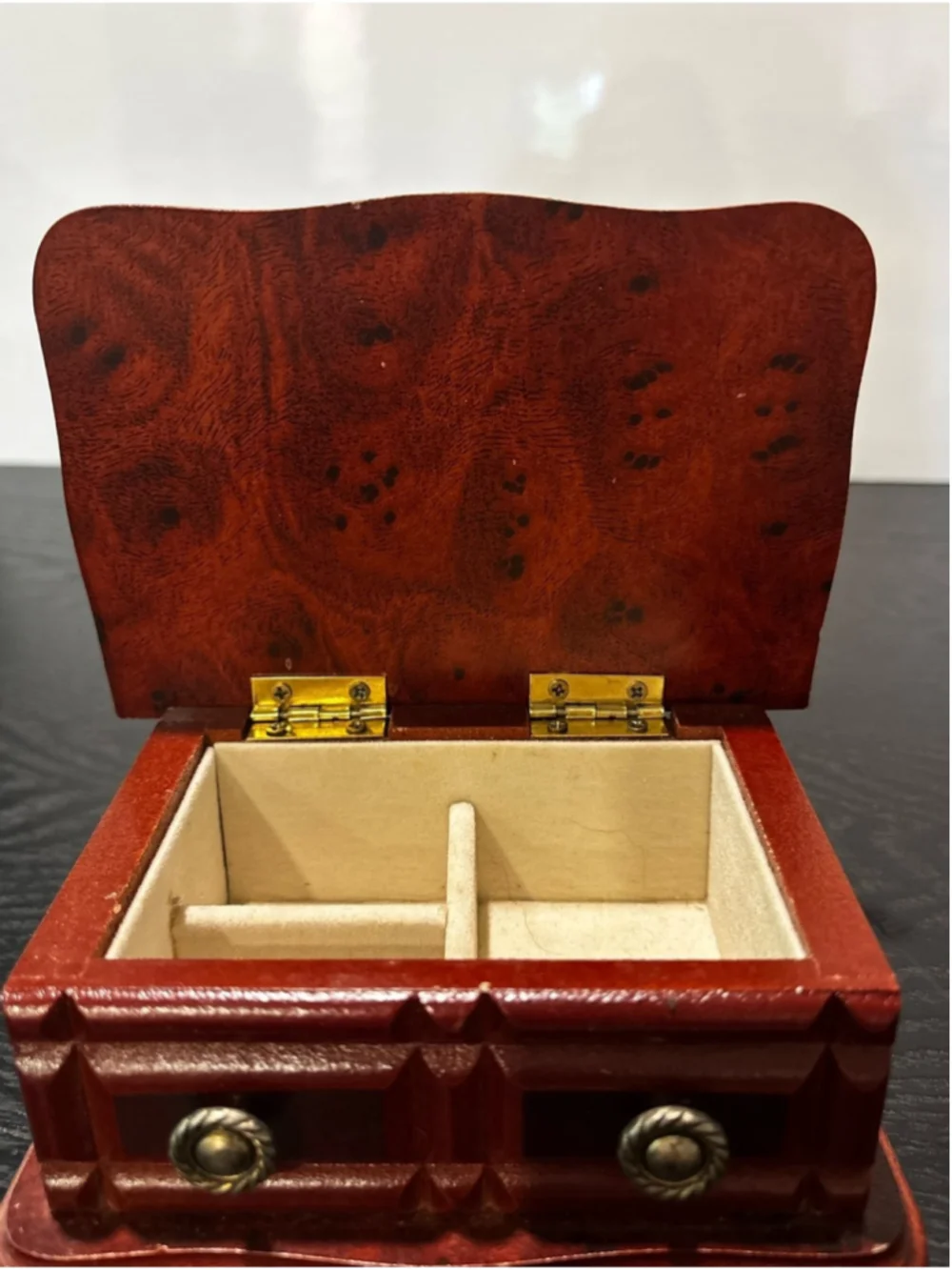 Vintage Wooden Trinket Box with Pink Floral Design